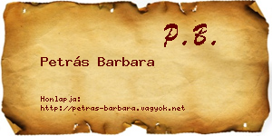 Petrás Barbara névjegykártya